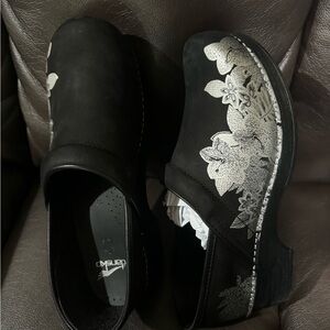 Dansko Black Floral Clogs